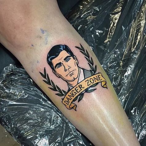 Archer Archer Show Tattoo, Archer Tv Show Tattoo, Sterling Archer Tattoo, Archer Tattoos, Danger Tattoo, Dangerous Tattoo, Archer Show, Archer Cartoon, Archer Tv Show