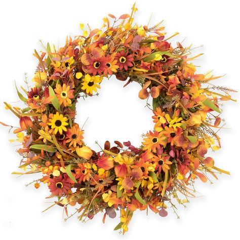 Price: $31.99#violetevergarden #autumn #wreath #wreath #eucalyptus #daisies #pumpkins #wreath #thanksgiving #farmhouse #wreaths #front Large Fall Wreaths, Fall Daisies, Colorful Daisies, Fall Wreaths For Front Door, Outdoor Thanksgiving, Farmhouse Fall Wreath, Harvest Wreath, Door Wreaths Fall, Fall Flower