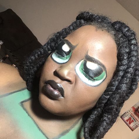 Buttercup Powerpuff Girl Makeup Look 💥 Buttercup Powerpuff Halloween Costume, Blossom Makeup Powerpuff, Buttercup Makeup Powerpuff, Power Puff Girls Makeup, Powerpuff Makeup, Powerpuff Girls Makeup, Buttercup Powerpuff Girl, Girl Eye Makeup, Buttercup Powerpuff