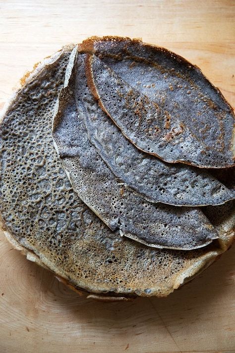 Lacy Buckwheat Crepes (Gluten-Free) | Alexandra's Kitchen Buckwheat Crepes, Crepe Batter, Crepe Pan, Skillet Cooking, Vegetarian Cheese, Buckwheat, Original Recipe, Gluten Free Vegetarian, Crepes