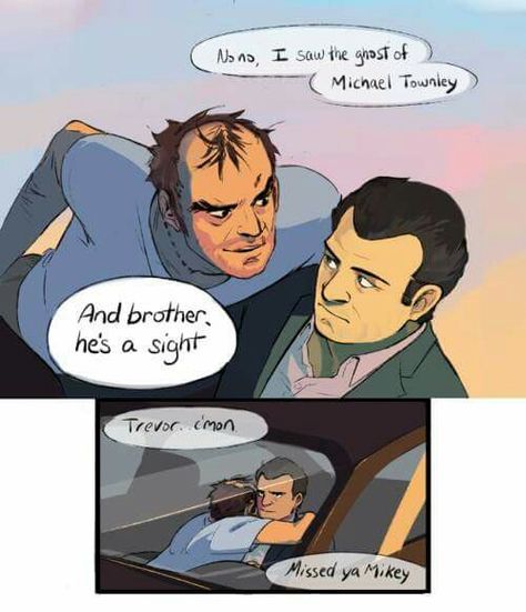 Michael x Trevor 4/4 Michael And Trevor, Grand Theft Auto Artwork, Trevor Philips, Gta Funny, Video Game Logic, Michael X, Disney Characters Videos, Fallout New Vegas, Gta V