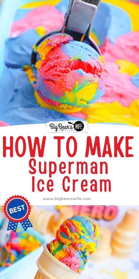 Superman Ice Cream, Frozen Pops, Ice Cream Recipes Machine, Smoothie Popsicles, Easy Ice Cream Recipe, Rainbow Ice Cream, Paleo Foods, Ice Cream Maker Recipes, Trail Ride