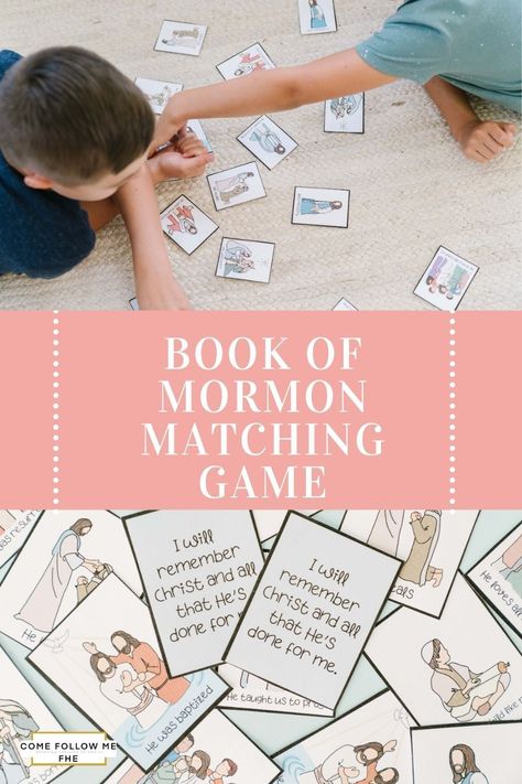 Book of Mormon Matching Game Printable for Lesson 39 in Come Follow Me. Perfect for FHE or church at home from comefollowmefhe.com #bom #generalconference #genconf #sharegoodness #printables #hisday #bookofmormon #primaryactvities Book Of Mormon Games For Kids, Book Of Mormon Escape Room, Book Of Mormon Trivia Questions, Book Of Mormon Matching Game, Book Of Mormon Family Home Evening, Book Of Mormon Sharing Time, Family Home Evening Lessons, My Joy, Primary Ideas