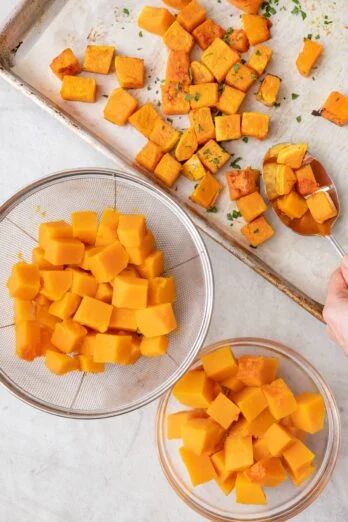 50+ Healthy Easy Side Dish Recipes | FeelGoodFoodie Roasted Butternut Squash Cubes, Cook Butternut Squash, Pepper Nachos, Sweet Potato Pancakes Recipe, Seafood Salads, Oven Beef Stew, Seeds Recipes, Lemon Orzo Salad, Cauliflower Alfredo Sauce