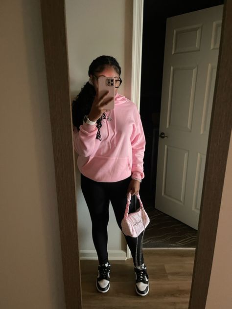 Light Pink Hoodie Outfit, Pink Hoodie Outfit, Light Pink Hoodie, Hoodie Outfit, Pink Hoodie, Black Leggings, Light Pink, Hot Pink, Black Women