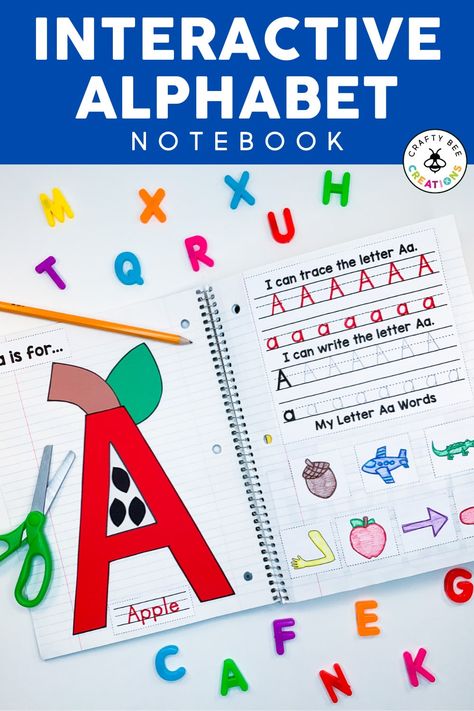 Centers For Preschool Classroom, Letters For Preschool, Interactive Alphabet Notebooks, Alphabet Notebook, Prek Homeschool, Letter Learning Activities, Craft Kindergarten, Alphabet Crafts Preschool, Alphabet Letter Crafts