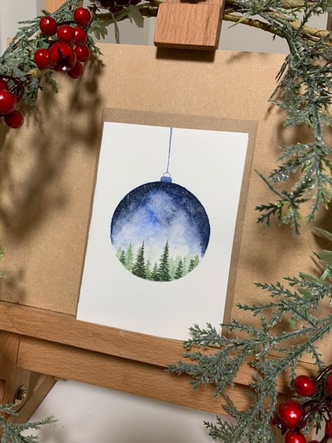 Water Colour Cards, Watercolour Christmas Tree, Watercolour Christmas Cards, Christmas Gifts Diy Homemade, Painted Christmas Cards, Watercolour Christmas, Painted Water, Watercolor Christmas Tree, Hand Lettering Cards