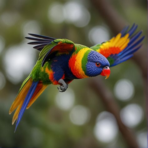 Perfect shot😍 The Rainbow Lorikeet The Rainbow Lorikeet, a vibrant and colorful parrot species, is native to Australia and eastern Indonesia. Known for their dazzling plumage, they exhibit a striking blend of bright green, blue, red, and yellow feathers. These birds are highly social and often found in large, noisy flocks. They primarily inhabit coastal regions, rainforests, and woodland areas. Notably, they have a specialized brush-tipped tongue to feed on nectar and pollen from flowers. Ra... Higher Art, Rainbow Lorikeet, Yellow Feathers, 2024 Ideas, Bird Photos, Colorful Parrots, Colorful Bird, Tropical Birds, High Art