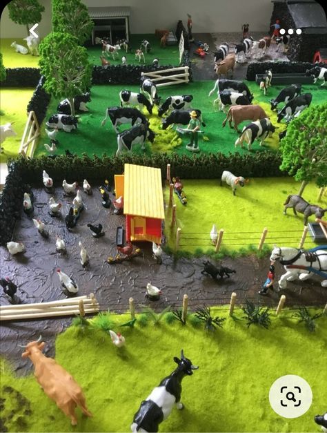 Schleich Display, Farm Toy Display Diy, Farm Diorama, Farm Toy Display, Play Farm, Zoo Toys, Toy Farm, Farm Village, Farm Animals Theme