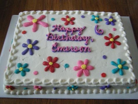 Daisy Birthday Sheet Cake, Daisy Sheet Cake Ideas, Daisy Sheet Cake, Walmart Cakes, Hippie Cake, Full Sheet Cake, Half Sheet Cake, Buttercream Piping, Sheet Cake Designs