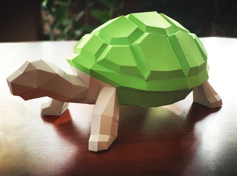 Turtle DIY papercraft model PDF template 3d sculpture | Etsy Turtle Diy, Poly Animals, Paper Swan, Paper Decor, Paper Car, Paper Engineering, Paper Sculptures, 3d Sculpture, Papercraft Templates