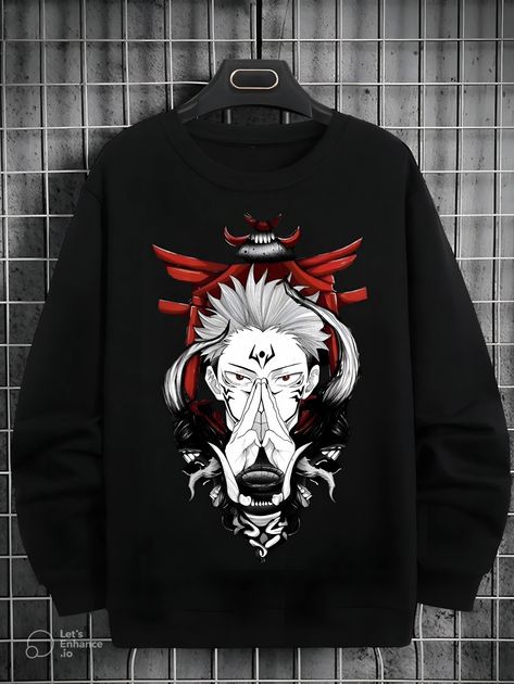 Sukuna T Shirt Design, Jujutsu Kaisen Hoodie, Jujutsu Kaisen Tshirt Design, Gojo Style, Anime Hoodie Design, Sukuna Tshirt, Sukuna Hoodie, Custom Hoodies Ideas, Jujutsu Kaisen T Shirt