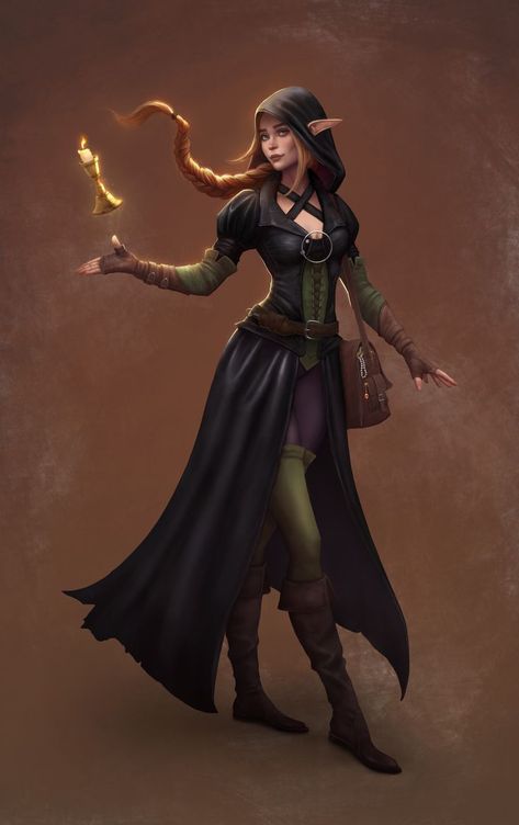 Dnd Thief, Thief Character, Female Wizard, Dnd Elves, Elf Characters, Elf Druid, Female Elf, D D Character Ideas, Fantasy Portraits