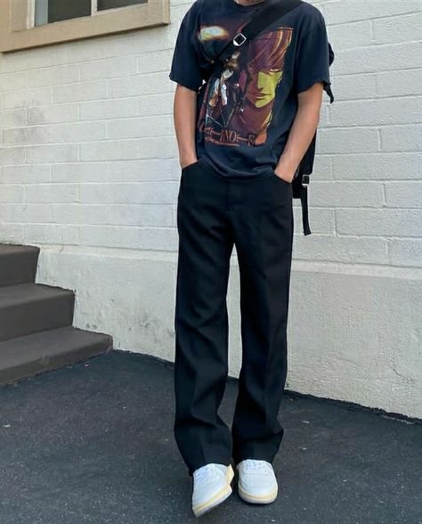 Baggy Black Jeans Outfit, Casual Outfits Mens, 2022 Streetwear, Fashion Casual Outfits, Jeans Outfit Men, Men Fashion Casual, Black Jeans Outfit, Guys Clothing Styles, Mens Outfit Inspiration