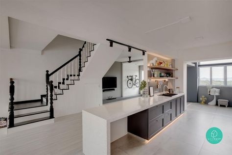 Hdb Maisonette Staircase, Hdb Maisonette Singapore, Maisonette Ideas, Hdb Maisonette, Staircase Railing, Staircase Ideas, Interior Design Singapore, Open Concept Home, Loft Design