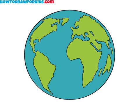 How to Draw Earth - Easy Drawing Tutorial For Kids Geography Drawings, How To Draw The Earth, Easy Earth Drawing, Earth Drawing Easy, Planet Earth Drawing Simple, Planet Earth Drawing, How To Draw Earth, Earth Outline Drawing, Before During After Earth Quake Drawing