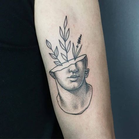 Statue Tattoos, Apollo Tattoo, Statue Tattoo, Greek Mythology Tattoos, X Tattoo, Mythology Tattoos, Greek Tattoos, Blossom Tattoo, Art Curator