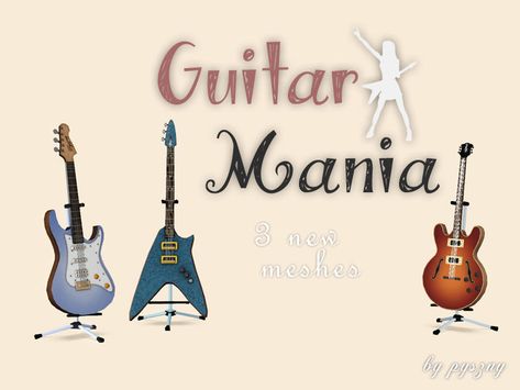 pyszny16's Pyszny Guitar Mania Sims Cc Guitar, Sims 4 Cc Bass Guitar, Sims 4 Electric Guitar Cc, Four One Direction, Los Sims 4 Mods, Ts4 Mods, Furniture Cc, Sims Packs, The Sims 4 Pc