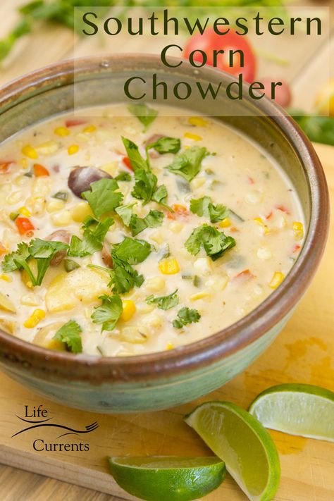 Spicy Corn Chowder Recipe, Chipotle Corn Chowder, Southwestern Corn, Corn Chowder Soup, Tomato Lentil Soup, Potato Corn Chowder, Spicy Corn, Corn Chowder Recipe, Chowder Soup