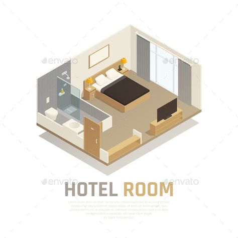 Hotel Room Isometric Composition #Room, #Hotel, #Composition, #Isometric Isometric Drawing Room, Isometric Bathroom, Isometric Room 3d, Isometric Bedroom 3d, 3d Isometric Room, Character Layout, Isometric Rooms, Shower And Toilet, 3d Plan