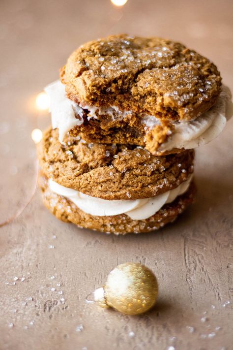 Ginger Snap Cookie Sandwiches, Trader Joes Gingerbread Cookies, Gingerbread Sandwich Cookies, Cookies With Brown Butter, Cookies 2023, Best Gingerbread Cookies, Soft Gingerbread, Cookie Sandwich Recipes, Brown Butter Frosting