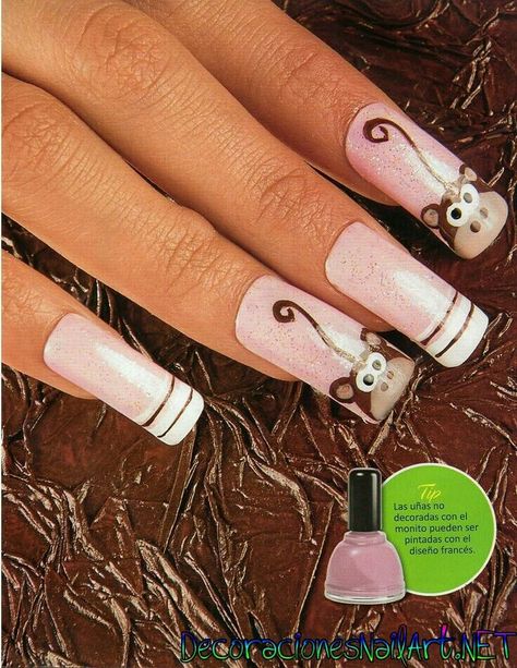 Monkey nails Uñas Nail Art, Monkey Nails, Rose Nail Design, Spring Nails 2023, Animal Nail Art, Fall Nail Art Designs, Animal Nails, Rose Nails, Art Designs Ideas