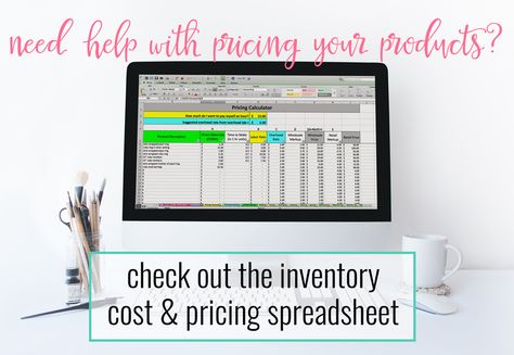 pricing spreadsheet by paper + spark Small Business Inventory, Pricing Formula, Tracking Template, Business Inventory, Tracking Expenses, Small Business Management, Inventory Tracking, Pricing Templates, Pricing Calculator