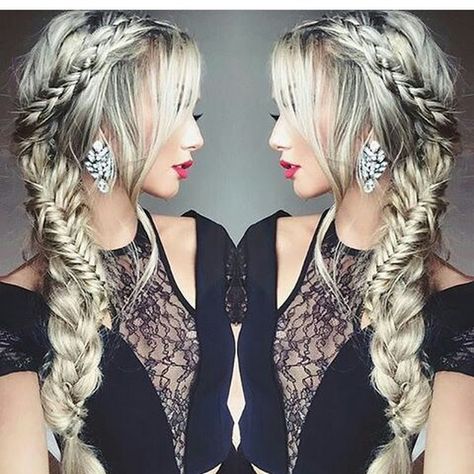 Side Swept Braid, Side Swept Hairstyles, Braided Prom Hair, Cute Braided Hairstyles, Side Hairstyles, Fishtail Braid, Prom Hairstyles For Long Hair, Side Braid, Long Blonde