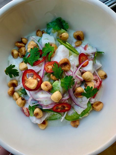 Coconut Lime Ceviche — Dining by Kelly Coconut Ceviche Recipe, Green Ceviche Recipe, Coconut Ceviche, Yellowtail Recipe, Gastronomic Food, Scallop Ceviche, Tuna Ceviche, Ceviche Recipe, Man Cooking