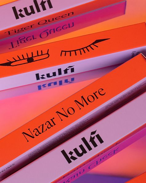 Badal Patel creates identity for Kulfi, a South Asian cosmetics brand challenging 'Eurocentric views and patriarchal culture' | Creative Boom Maximalist Branding, Makeup Packaging Design, Beauty Brand Identity, Kulfi Beauty, Beauty Identity, Feminine Makeup, Makeup Packaging, Feminine Branding, Cosmetic Packaging Design