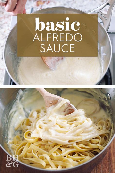 Make pasta night extra special when you make Alfredo sauce from scratch using our homemade Alfredo sauce recipe. #alfredosauce #howtomakealfredosauce #basicalfredosauce #pastasauce #bhg Pasta Souse Recipes, How Do You Make Alfredo Sauce, Basic Alfredo Sauce, How To Make Alfredo Sauce Easy, Easy Alfredo Sauce With Milk, How To Make Alfredo Sauce, Pasta Souse, Homemade Alfredo Sauce With Milk, Heavy Cream Alfredo Sauce