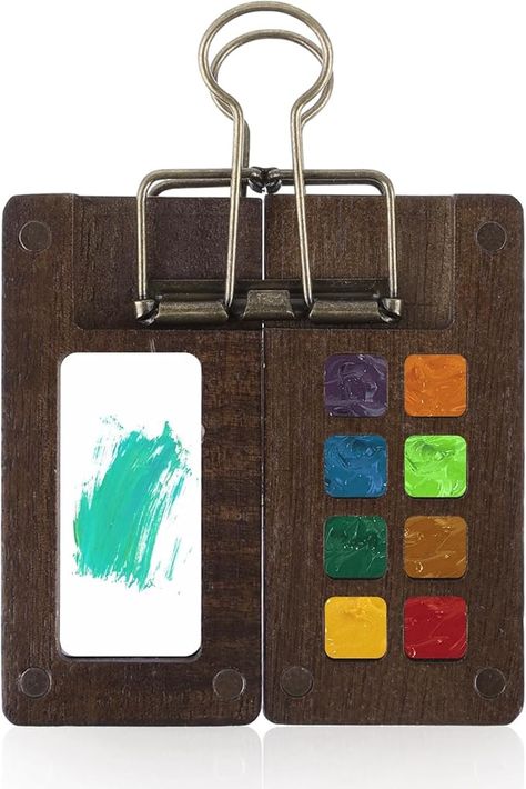 Amazon.com: Ouligay 8 Grid Mini Portable Watercolor Palette with A Clip, Wooden Colour Mini Paint Palette, Sketchbook Palette for Water Color, Gouache, Acrylic Paint, Gift for Painters and Artists Wooden Colour, Wood Watercolor, Travel Palette, Colour Mixing, Watercolor Sketchbook, Cat Air, Watercolor Palette, Urban Sketchers, Paint Palette