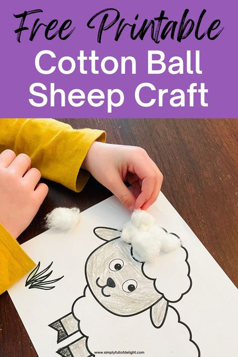 cotton ball sheep craft with a free printable sheep template Sheep Craft Cotton Balls, Cotton Wool Sheep, Making Sheep With Cotton Balls, Handprint Sheep Craft, Kindergarten Sheep Craft, Lamb Face Template Free Printable, Sheep With Cotton Balls, David And Sheep Craft, Cotton Ball Sheep Craft Preschool