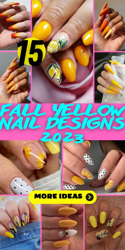 Stay ahead of the curve with the latest trends in fall yellow nails for 2023. Discover the color trends that will dominate the season, from mustard yellow to pastel hues. Whether you opt for a classic almond shape, trendy stiletto nails, or elegant oval nails, our collection offers a variety of options to suit your preferences. From simple and classy designs to intricate nail art, let your creativity soar and express your unique style with our selection of fall yellow nails. Mustard Nails Acrylic, Mustard Yellow Nail Art, Yellow Fall Nails Design, Mustard Yellow Nails Fall, Mustard Color Nails, Mustard Yellow Nails Designs, Mustard Nails Design, Elegant Oval Nails, Fall Yellow Nails