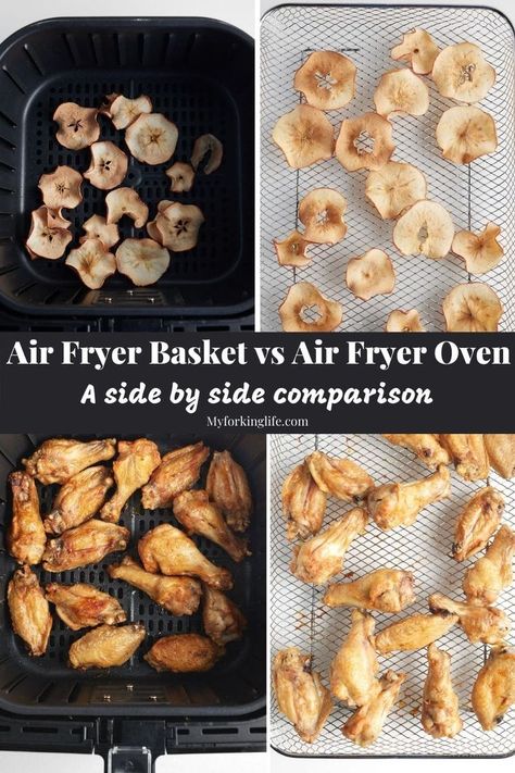 Air Fryer Basket vs Air Fryer Toaster Oven, which one cooks better? This side by side comparison provides a step by step breakdown of cooking in the basket vs the air fryer oven. Air Fryer Soup, Fish Air Fryer, Steak Air Fryer, Cooking Knowledge, Cuisinart Toaster, Toaster Oven Recipes, Air Fryer Wings, Wings Recipes, Air Fryer Toaster Oven