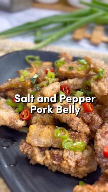 Salt And Pepper Pork Belly, Pork Belly Marinade, Salt And Pepper Pork, Wine Salt, Pepper Pork, Used Oil, Ginger Red, Pork Belly Recipes, Videos Cooking