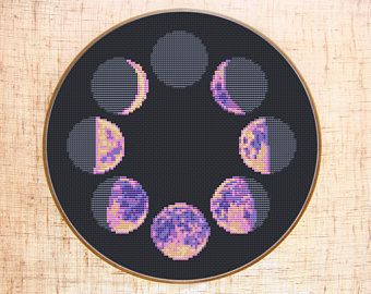 Space Cross Stitch, Galaxy Cross, Moon Cross Stitch, Learn Embroidery, Pattern Modern, Modern Cross Stitch Patterns, Cross Stitch Patterns Free, Embroidery Hoop Art, Modern Cross