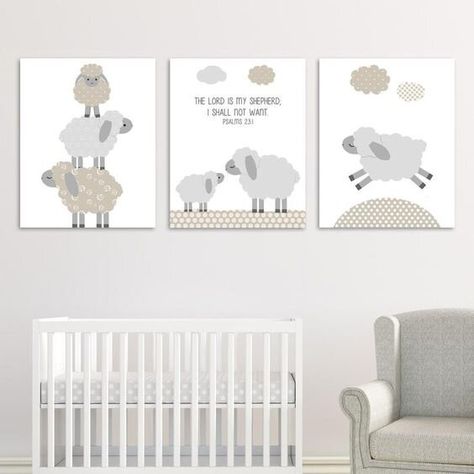 sheep themed nursery Lamb Nursery Decor, Lamb Pictures, Gender Neutral Baby Room, Sheep Nursery, Lamb Nursery, Sheep Wall Art, Baby Wall Decor, Girls Wall Decor