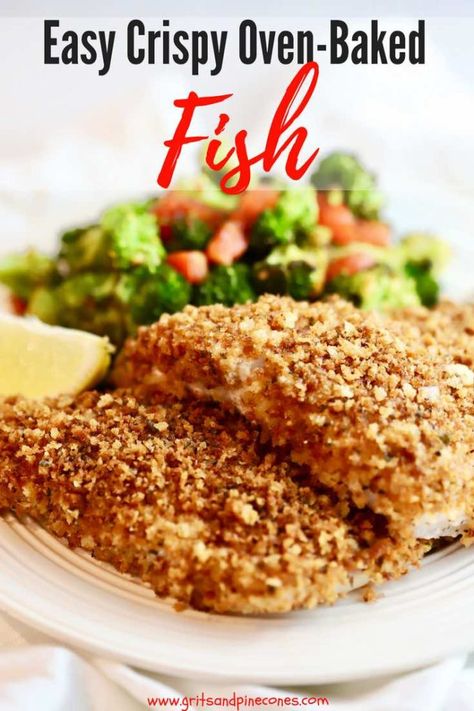 This Crispy Oven Baked Grouper recipe checks all of the boxes; this oven baked fish is quick, easy, fuss-proof, foolproof, and every last bite of the fish is pure crunchy, flaky, deliciousness! #dinner, #dinnerrecipes, #easydinner, #easyrecipes, #fish, #healthyrecipes, #sundaysupper via @gritspinecones Grouper Fish Recipes, Baked Grouper, Grouper Recipe, Grouper Recipes, Oven Baked Fish, Grouper Fish, Fish Recipes Baked, How To Cook Fish, Baked Fish