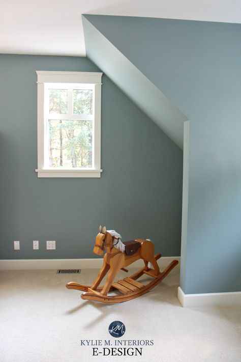 The 10 Best Blue-Gray Paint Colours: Calming, Relaxing and Cool - Kylie M Interiors Benjamin Moore Sea Star, Kylie Interiors, Blue Green Paint Colors, Blue Green Paint, Kylie M Interiors, Best Blue Paint Colors, Lighter Design, Carpet Diy, Blue Gray Paint Colors