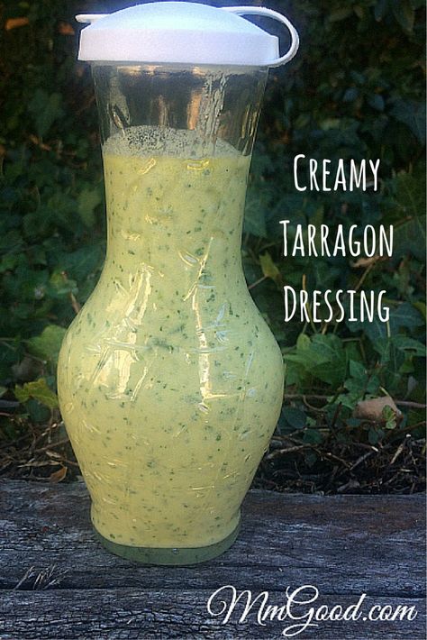 I am loving making all the homemade salad dressings lately!  This is a great recipe for a creamy tarragon dressing, it pairs lovely with a simple salad like butter lettuce and tomatoes but it is different and complex in flavors...super easy to make as well! | www.MmGood.com Creamy Tarragon Salad Dressing, Tarragon Dressing Recipe, Tarragon Salad Dressing, Creamy Tarragon Dressing, Tarragon Salad, Tarragon Dressing, Tarragon Vinaigrette, Tarragon Recipes, Homemade Salad Dressings