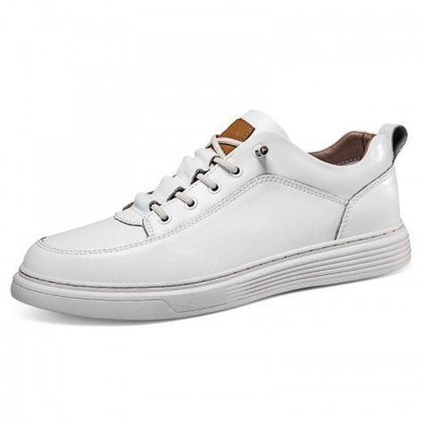 Flexible Hidden Lift Skate Shoes White Soft Leather Elevator Low Top Trainers Increase 2inch / 5cm April 27, Shoes White, Skate Shoes, Low Top, Soft Leather, Fashion Shoes, Shoes Mens, Men's Shoes, Boots