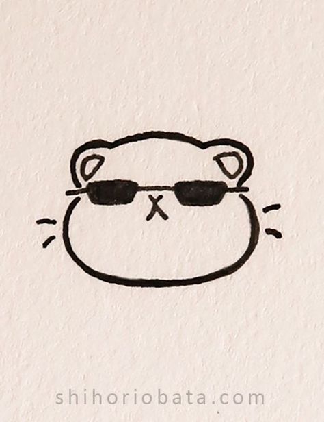 Hamster Drawing, A Drawing, Drawing Ideas, Doodles, Sunglasses, Black