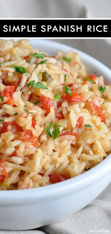 Simple Spanish Rice, Easy Dinner Side Dishes, Yummy Rice, Spanish Rice Easy, Foods Chicken, Spanish Rice Recipe, Rice Side Dish Recipes, Rice Side Dishes, Chicken Steak