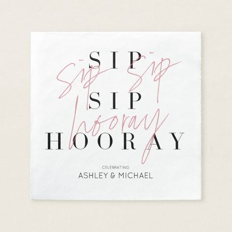 Sip Sip Hooray Black White Photo Couple's Shower Napkin #Ad , #Affiliate, #Photo#White#Couple#Sip Engagement Party Napkins, White Engagement Party, Pink Engagement, Sip Sip Hooray, Couple Wedding Shower, Personalized Paper Napkins, Engagement Party Wedding, Couple Shower, Party Napkins