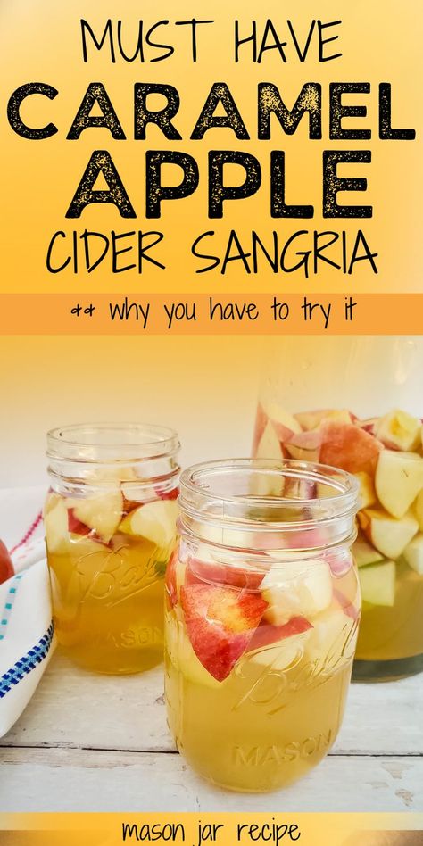 Sangria Recipes Fall, Fall Sangria Recipes White, Sangria Apple Cider, Pear Caramel, Apple Sangria Recipes, Thanksgiving Recipes Drinks, Apple Cider Sangria Recipe, Fall Sangria Recipes, Caramel Apple Sangria