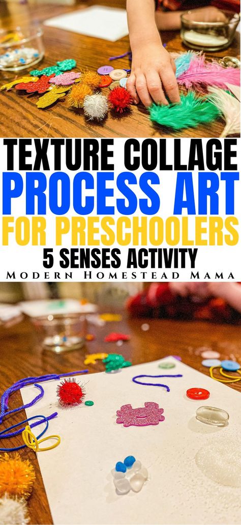 Five Sense Art Preschool, Texture Crafts For Preschool, Five Senses Theme Preschool Activities, Creative Arts Preschool Activities, Texture Art Preschool, Five Sense Arts And Crafts, Senses Art Activities Preschool, Textures Preschool Activities, All About Me Process Art Preschool