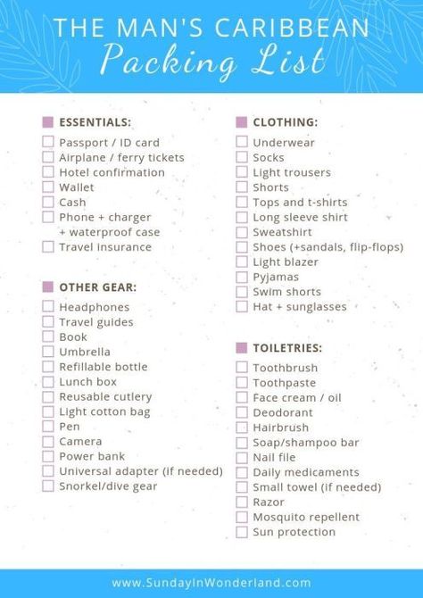 Caribbean Packing List, Caribbean Cruise Packing List, Cruise Packing List Caribbean, List Infographic, Caribbean Cruise Packing, Cruise Outfits Caribbean, Beach Packing List, Weekend Packing List, Holiday Packing Lists