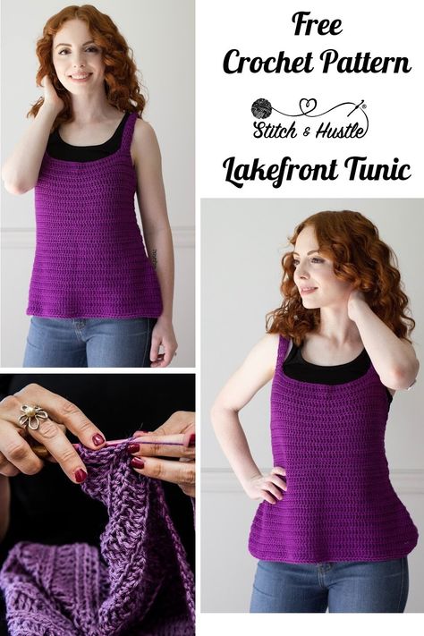 Lakefront Peplum Top Free Crochet Pattern Cocoon Sweaters, Peplum Top Pattern, Crocheted Tops, Knitting Patterns For Beginners, Crochet Tank Tops, Cocoon Sweater, Clothes Crochet, Crochet And Knitting, Crochet Clothing And Accessories