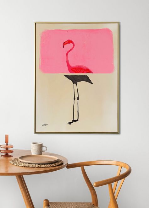 Contemporary Flamingo Portrait in Realistic and Abstract Art Styles With Pink Color Background, Statement Art Print or Gallery Wall Art - Etsy Large Art Bedroom, Abstract Wall Prints, Abstract Wall Art Bedroom, Painted Flamingo, Pink Color Background, Pink Gallery Wall, Abstract Wall Art Living Room, Artist Lifestyle, Pink Abstract Art